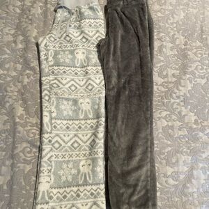 Cozy Fleece Pajama Pants Set in Gray and Light Blue